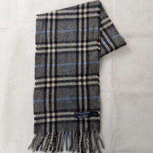 Burberry Iconic Check Gray Cashmere Scarf Unisex